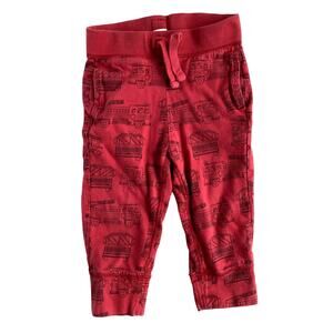 Baby Gap Cotton Print Joggers - Fire Engines - Red - 18-24M